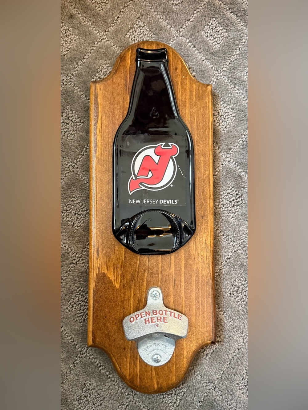 NHL New JERSEY DEVILS Distressed Bottle Opener Wall Sign Wood Hardboard" NEW"